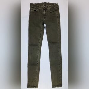 7 For All Mankind Jeans Women's 26 Mid Rise Green Lightweight Skinny Stretch EUC